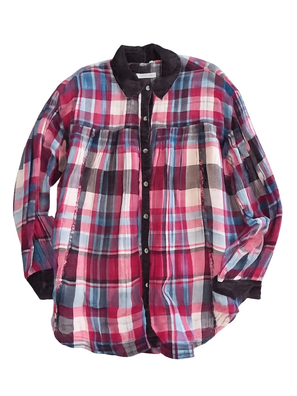 We The Free Women's Plaid Button-Down Shirt in Red, Blue and White